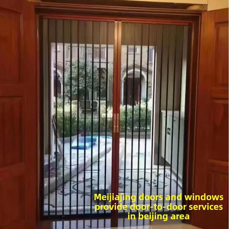金刚网隐形带锁折叠纱门手风琴纱门伸缩防盗防蚊铝合金滑动纱门