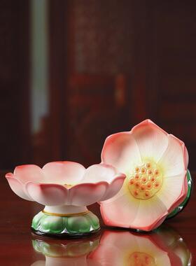 佛前陶瓷果盘、佛家果盘、观音莲花盘、佛器财神莲花供盘