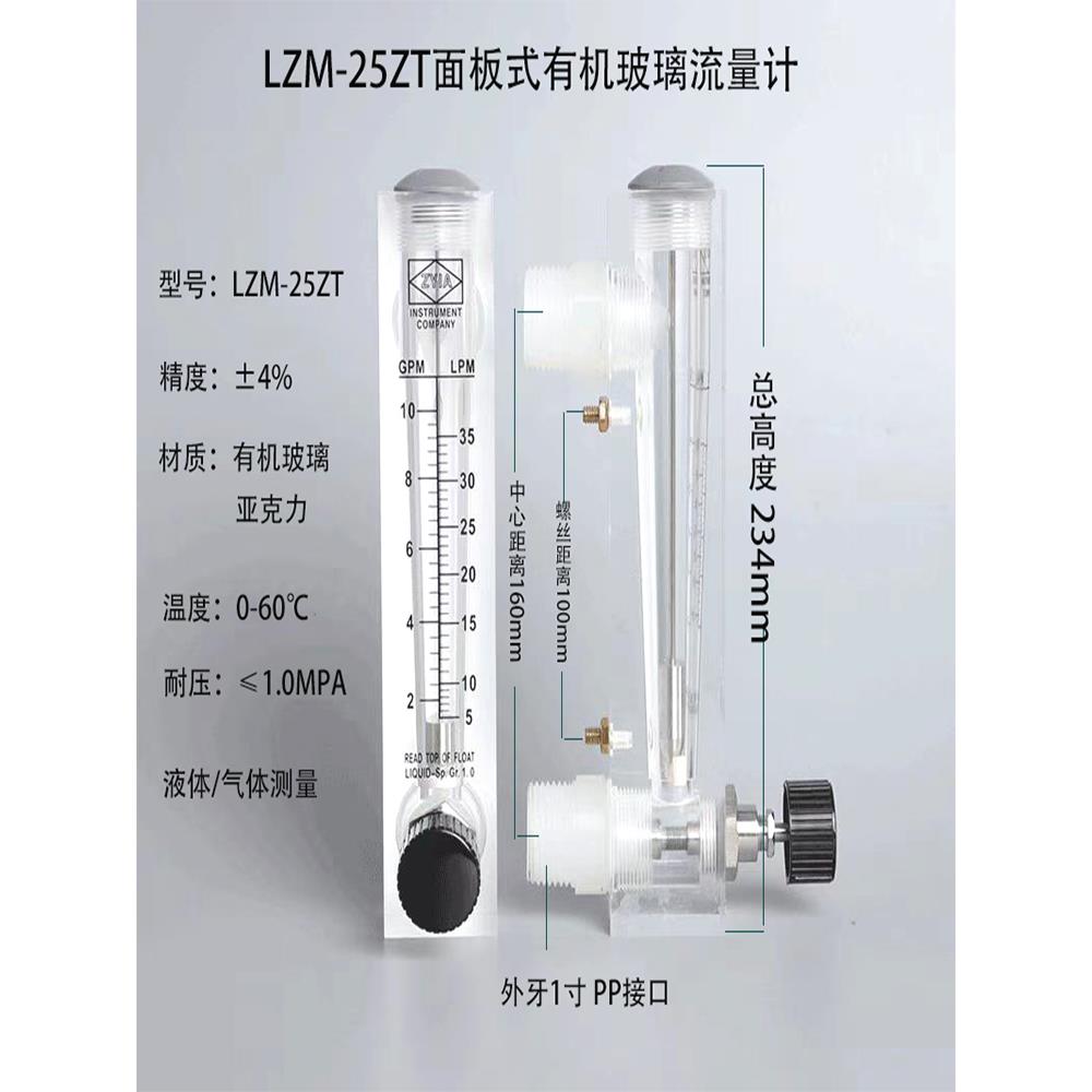 Lzm-25Zt板式有机玻璃流量计余姚金泰气体浮子流量计空气氮水