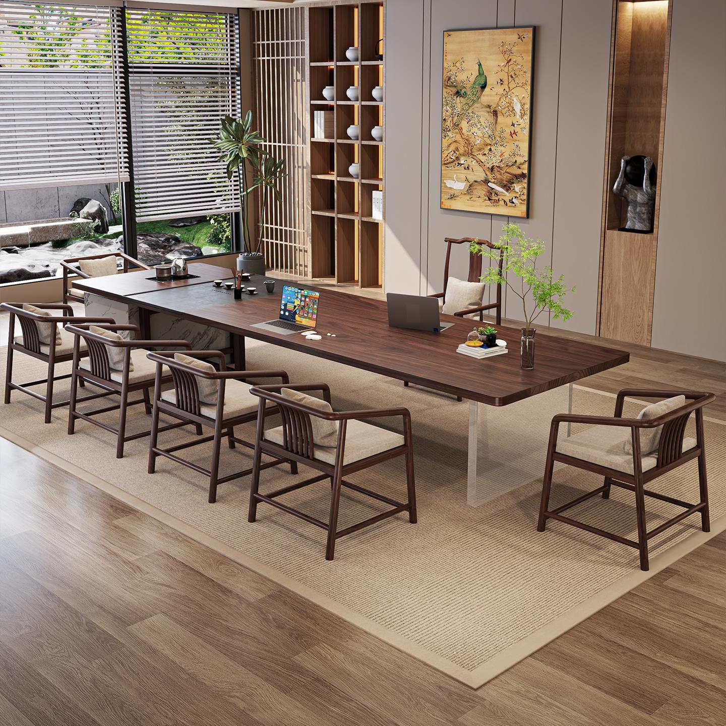 新款2025胡桃木实木茶桌椅组合高端客厅家用办公招待泡茶家用一体