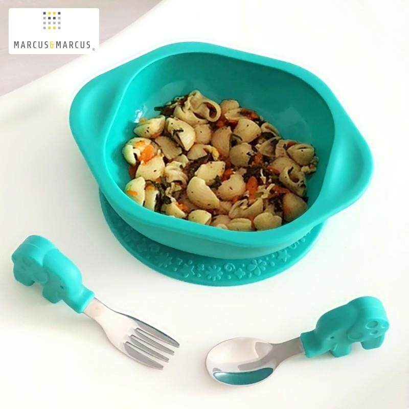 marcus叉勺吸盘碗套装宝宝学吃饭训练勺子一岁婴儿童短柄辅食餐具