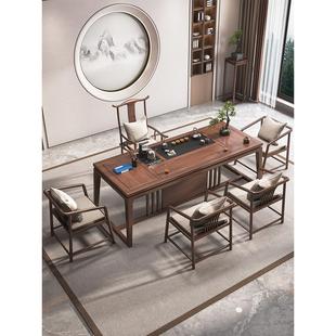 2025新款高端大板茶桌新中式办公室实木罗汉床茶桌椅组合家用茶台