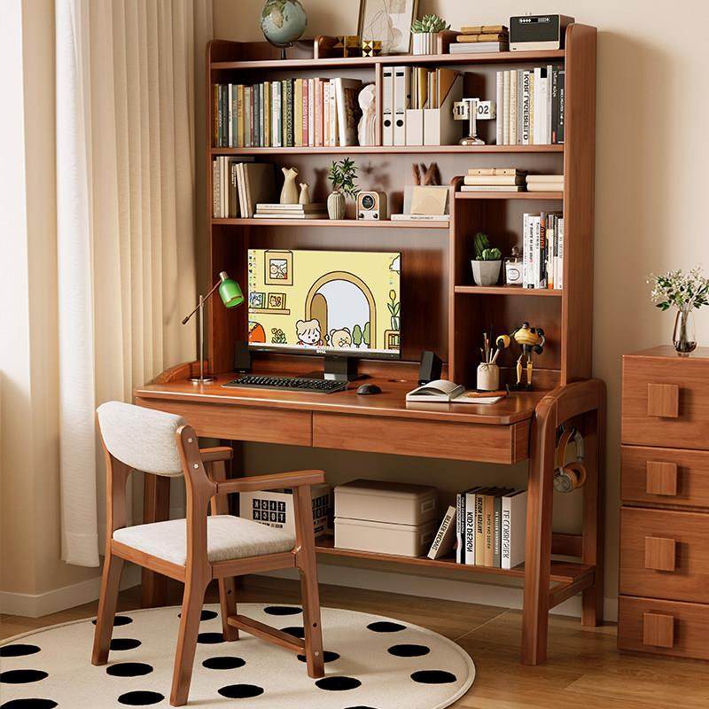 实木电脑桌学生家用书桌书架一体学习桌卧室书房办公可升降书桌,住宅家具,电脑桌,淘宝优惠券,粉丝福利购,淘宝优惠卷