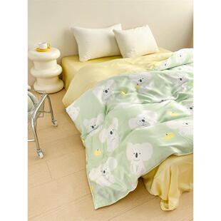 考拉森林插画家原创卡通天丝被子盖单件裸睡在夏天，皮肤友好和凉