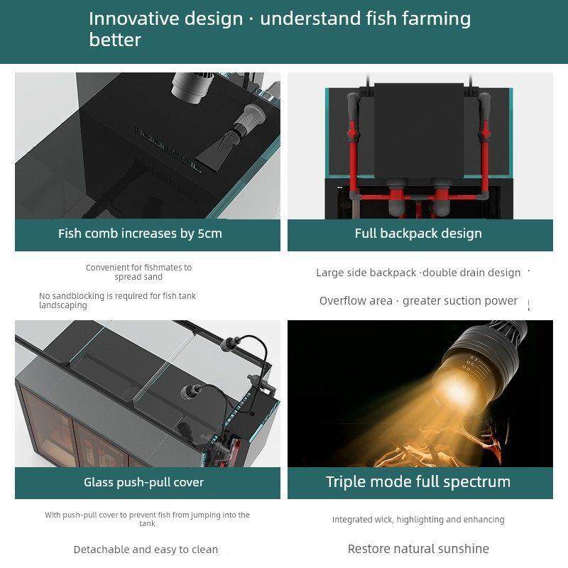 工业风鱼缸原生溪流客厅水草缸底滤超白玻璃侧包溢流下过滤水族箱,宠物/宠物食品及用品,桌面缸,淘宝优惠券,粉丝福利购,淘宝优惠卷