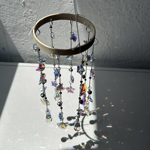 太阳捕手晶体风铃庭院卧室窗户悬挂棱光镜光之立方水晶捕梦网挂饰