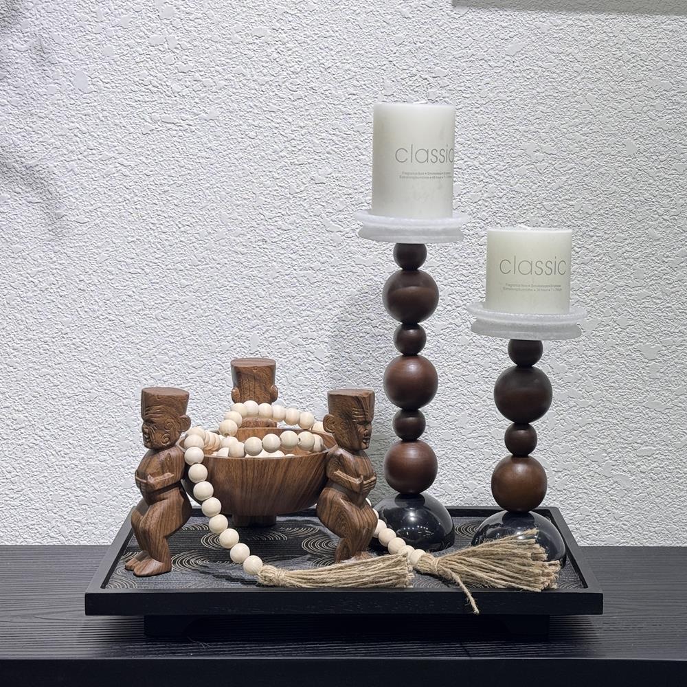 中古风样板间售楼处茶几托盘组合烛台首饰盒摆件书房装饰柜工艺品