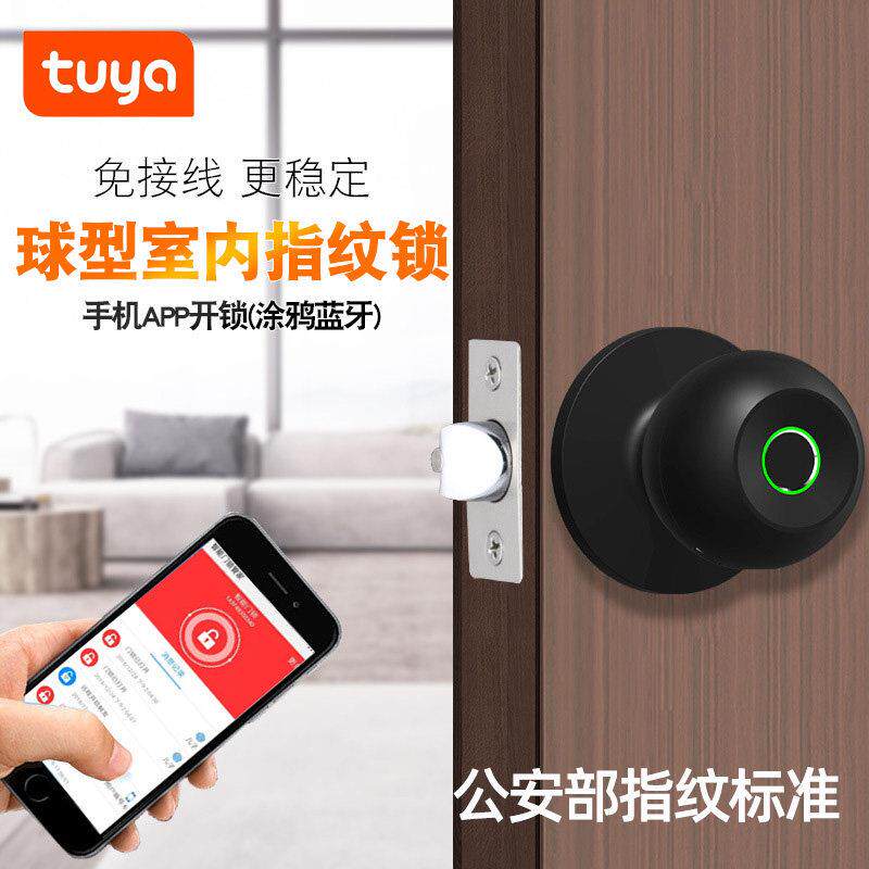 木门指纹锁公寓房间房门锁卧室球形智能锁家用圆形办公室密码锁