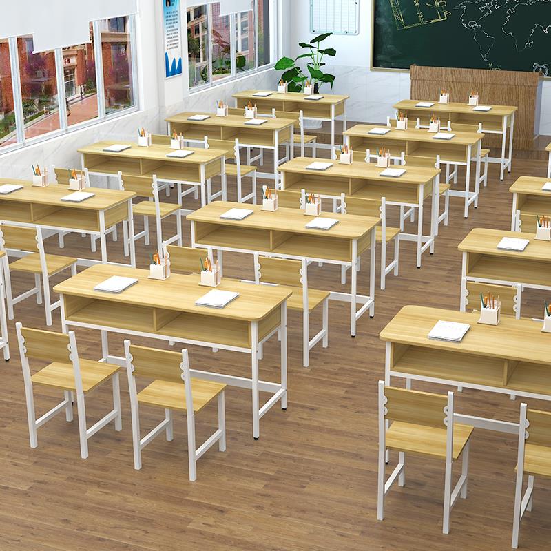 学校课桌椅中小学生双层辅导班培训桌补习班带抽屉课桌椅厂家直销
