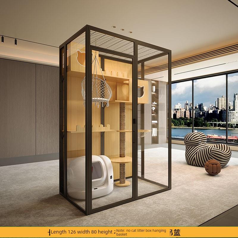 全景猫别墅超大型家用猫笼实木猫别墅大型室内定制豪华玻璃猫房