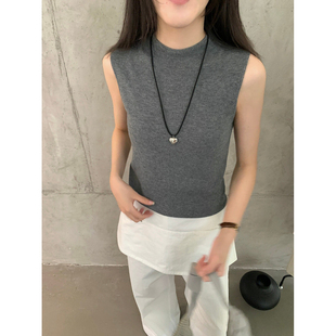 老钱风肌理感卷边针织马甲背心女春秋高级感软糯修身亲肤叠穿上衣