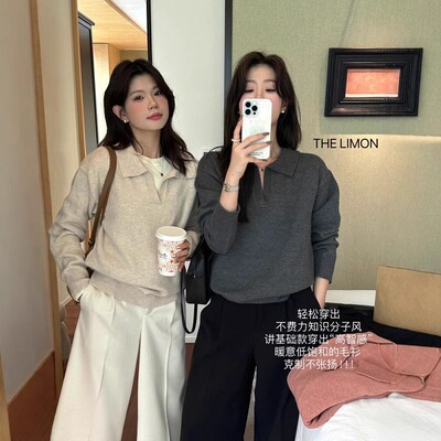 韩系高级感polo领针织衫女春上衣