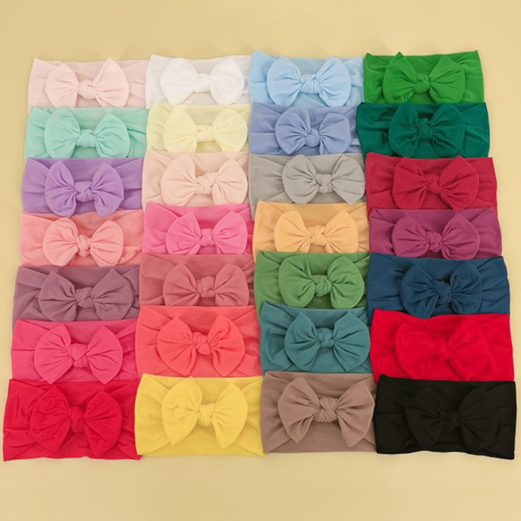 28色组合 欧美婴幼儿头巾 宝宝尼龙无痕宽边发带 儿童蝴蝶结发带