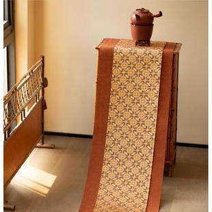 八宝团窠纹茶席套组覆古中式茶桌桌布垫子双面禅意布艺桌旗喝茶