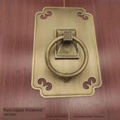 中国古玩门把手纯铜门把手兽头狮子头虎头门环覆古木门方把手