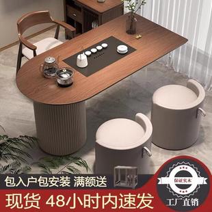阳台茶桌实木简约现代轻奢小茶台高级感小型客厅家用休闲奶油风