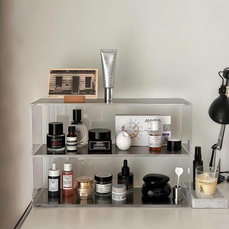 玖楼压克力极简不锈钢收纳层架桌面多层置物包豪斯香水杯子展示架