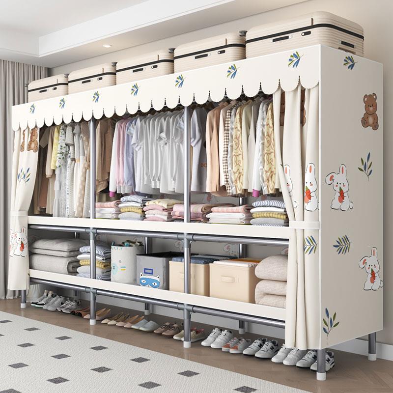 2025新款布衣柜卧室家用加厚加粗全钢架出租房用简易组装结实耐用