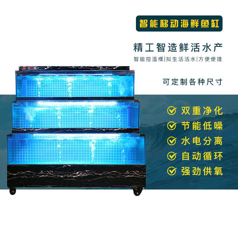 智能移动海鲜鱼缸水族箱家用商用玻璃缸水电分离可定制