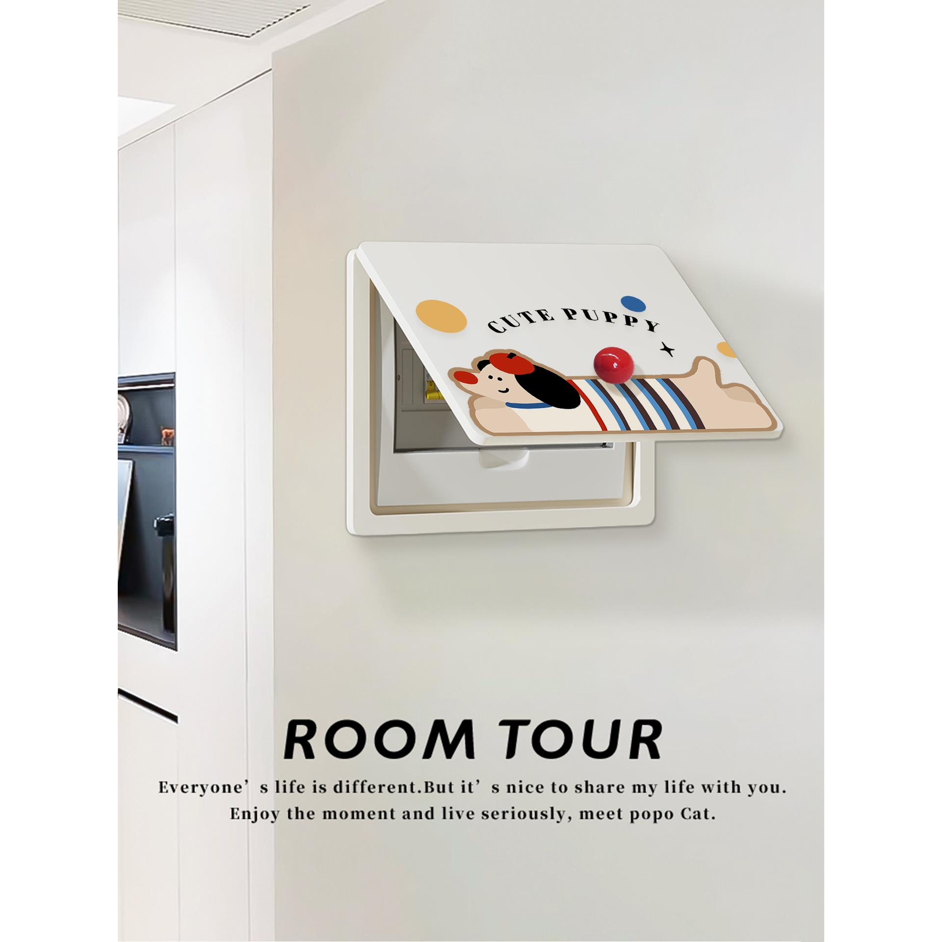 圆点幼犬仪表箱装饰画弱电箱翻转屏蔽箱无打孔电闸配电网络电缆箱