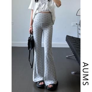 孕妇波点微喇叭裤不勒肚子春夏季薄款外穿2025新款弹力托腹瑜珈裤