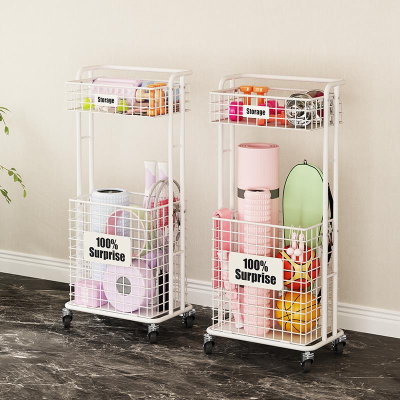 瑜伽垫收纳筐运动器材健身用品家用篮夹缝提壶哑铃工具球类置物架