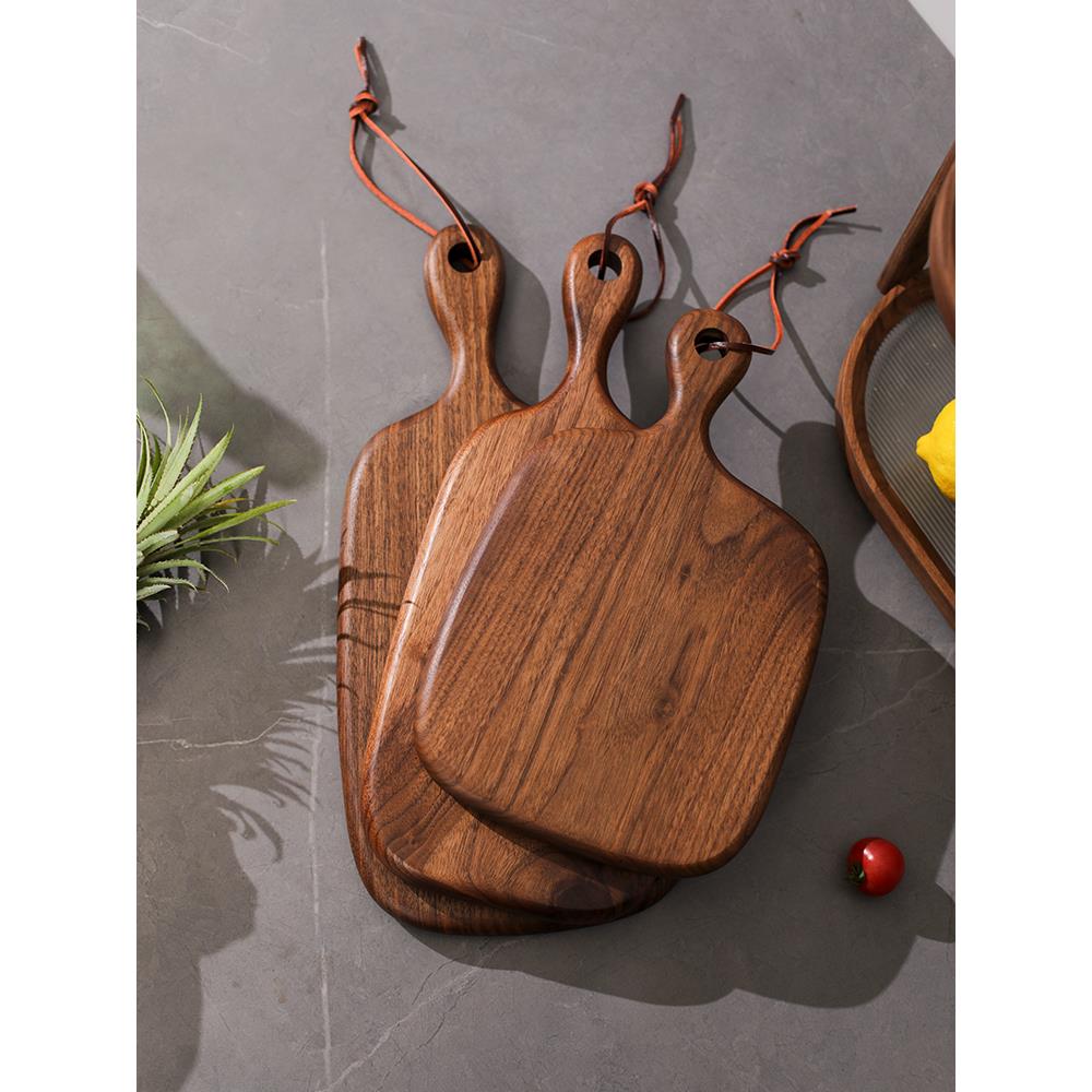 黑胡桃实木切菜板水果砧板牛排披萨面包板副食品案板小手柄粘板整