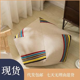 懒人沙发脚墩矮凳棉麻纯色刺绣榻榻米屁垫子 蒲团坐垫家用地上日式