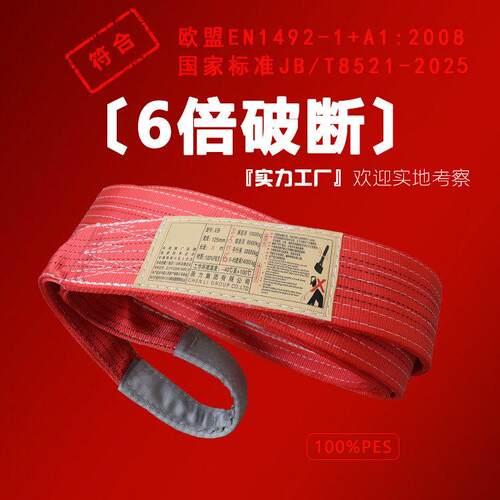国标6倍涤纶吊装带 彩色扁平双环眼吊装带 工业起重吊带厂家