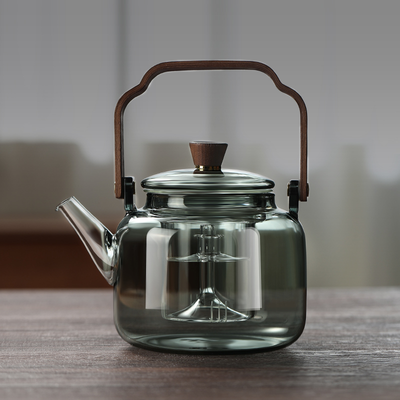 围炉煮茶壶透黑提梁壶玻璃电w陶炉煮茶器炭火炉烧水蒸煮一体泡茶