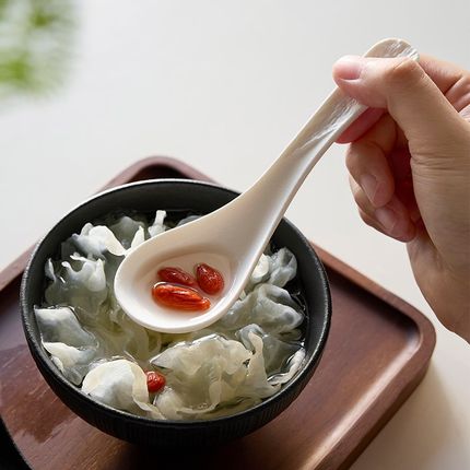 米立风物勺子陶瓷家用汤勺高颜值精致汤匙小勺子喝汤调羹饭勺