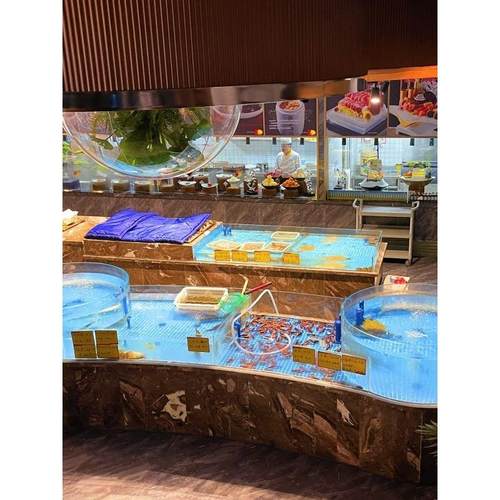 海产水箱，大型固定鱼缸，海产池塘，商用异形玻璃水箱，海水水箱