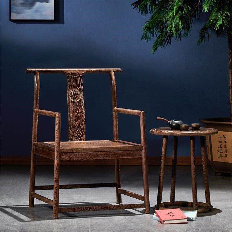 红木椅子 鸡翅木圈椅小官帽椅实木凳子靠背椅餐椅围椅茶椅皇宫椅