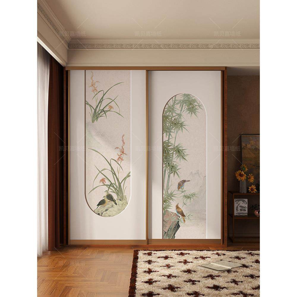 新中式装饰衣柜门贴纸覆古翻新柜子贴画改造卧室书房家具自粘壁纸,家居饰品,软装墙贴,淘宝优惠券,粉丝福利购,淘宝优惠卷