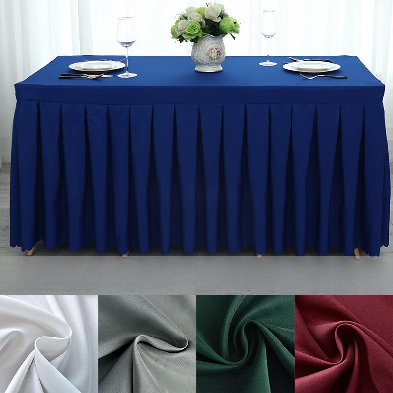 桌布长方形台裙会议台布签到桌裙墨绿色展会桌罩定制活动办公桌套