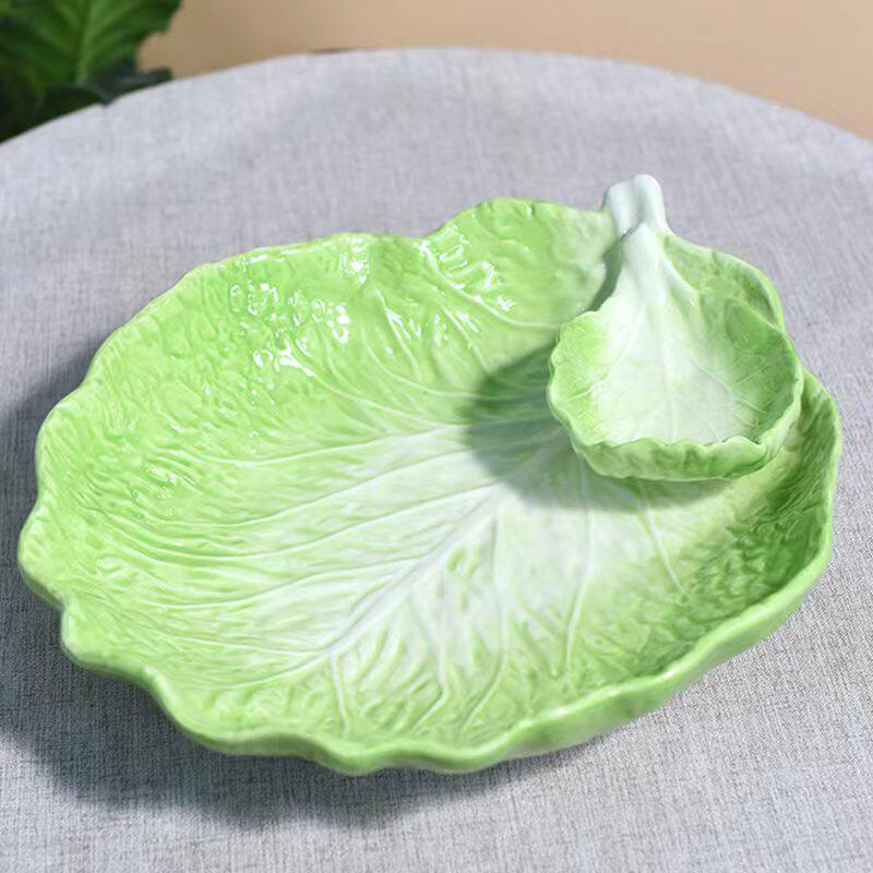 方亚 百财如意白菜酱料碗陶瓷调料盘酱料盘餐盘点心盘盘子水饺盘