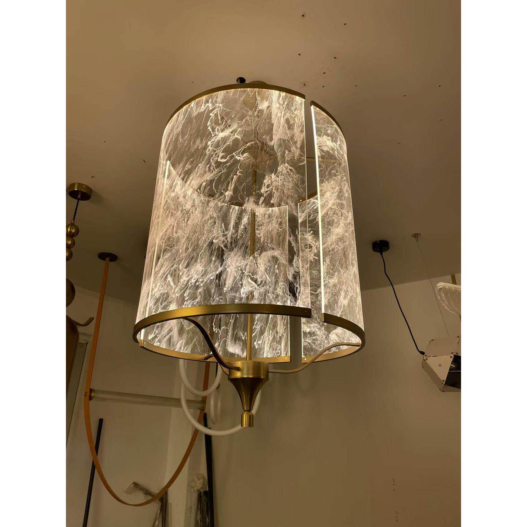 定制轻奢新中式茶室餐厅吊灯主灯瀑布销售部卧室灯光水疗艺术吊灯