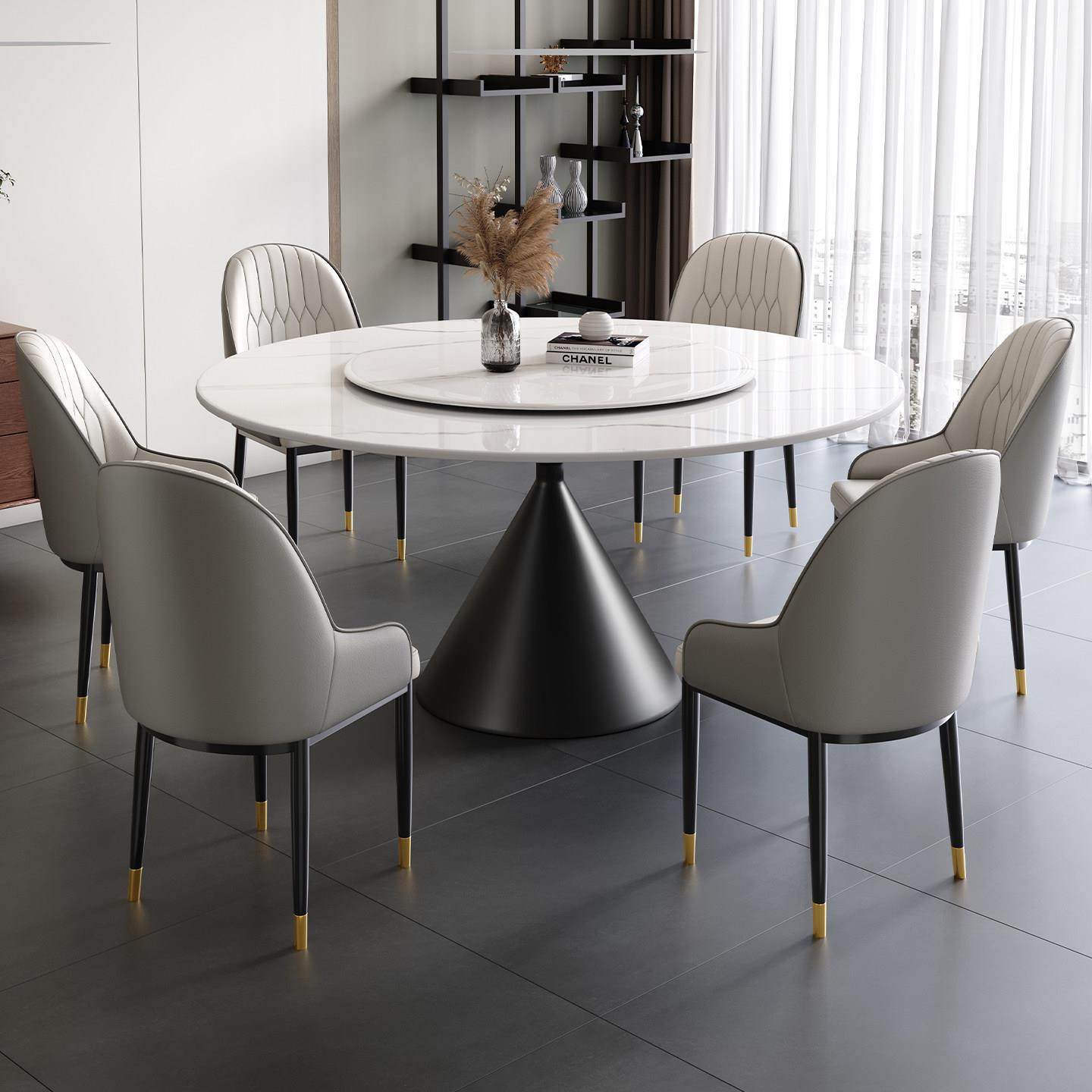 意式极简岩板餐桌椅组合现代简约家用小户型圆形圆桌带转盘吃饭桌,住宅家具,岩板餐桌,淘宝优惠券,粉丝福利购,淘宝优惠卷