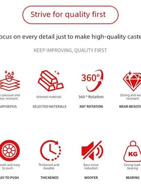 重型万向轮8英寸304不锈钢灰色橡胶无声耐磨4英寸5英寸台车Tpr方