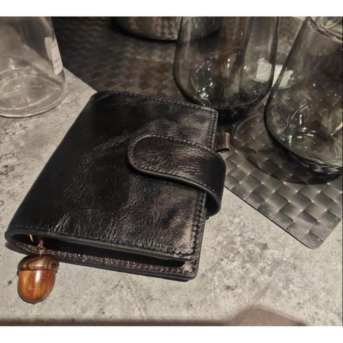 3月31日晚8点白熊手账进口头层牛皮真皮活页记事本m5 『Posh黑』