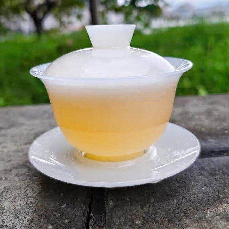 德化冰种玉瓷盖碗 三才茶碗 高档白瓷功夫茶具 家用不烫手泡茶器
