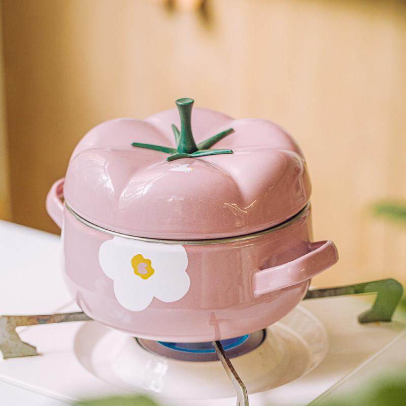 树可 花朵番茄汤锅家用珐瑯锅带盖子小锅电磁炉熬煮锅煲汤锅泡面,厨房/烹饪用具,汤锅/汤桶/卤肉桶,淘宝优惠券,粉丝福利购,淘宝优惠卷