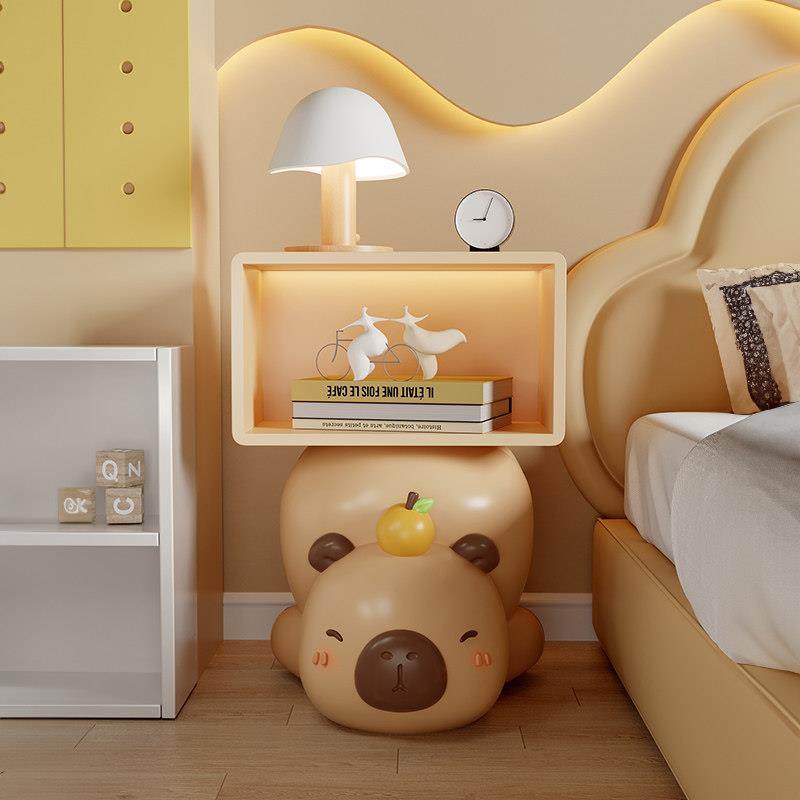 2025新款卡皮巴拉儿童床头柜家用卧室置物架创意带灯可爱收纳柜子,住宅家具,床头柜,淘宝优惠券,粉丝福利购,淘宝优惠卷