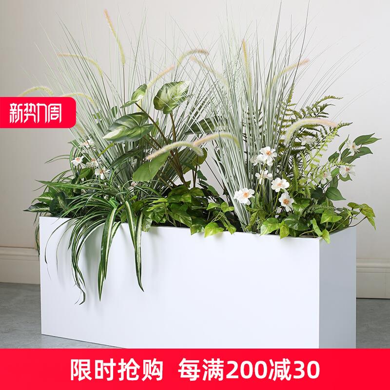 仿真植物屏风花箱植物插花餐厅隔断栅栏芦苇草造景组合室内花卉