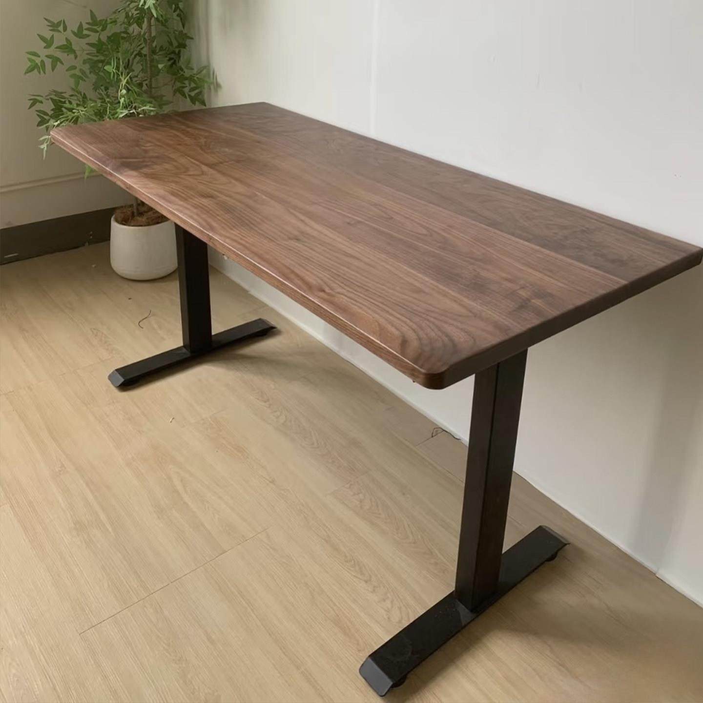 实木黑胡桃木电动升降桌电脑桌可调节办公桌子智能书桌家用学习桌