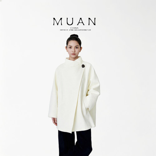 木岸muan立领风衣春秋设计感宽松显瘦廓形休闲外套女YJ-23845