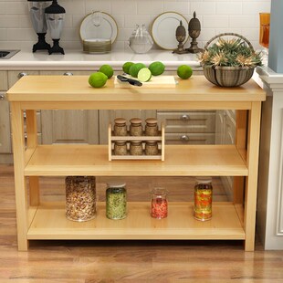 定制全实木桌子餐桌简易长桌子双层多层储物桌家用厨房切菜小桌子