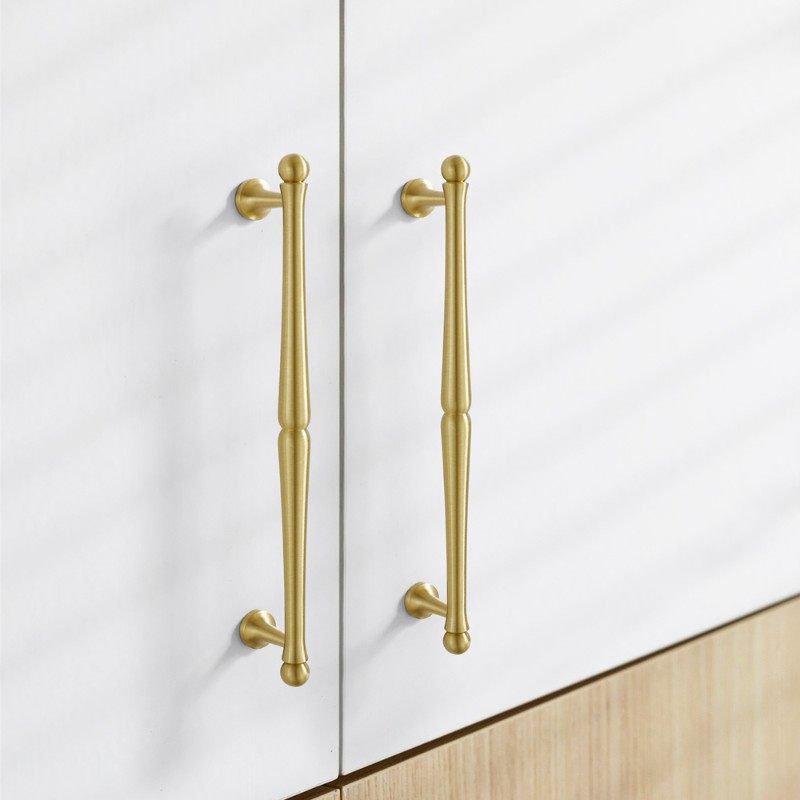 美式纯铜拉手欧式简约衣柜门黄铜小拉手橱柜拉丝金色抽屉单孔把手