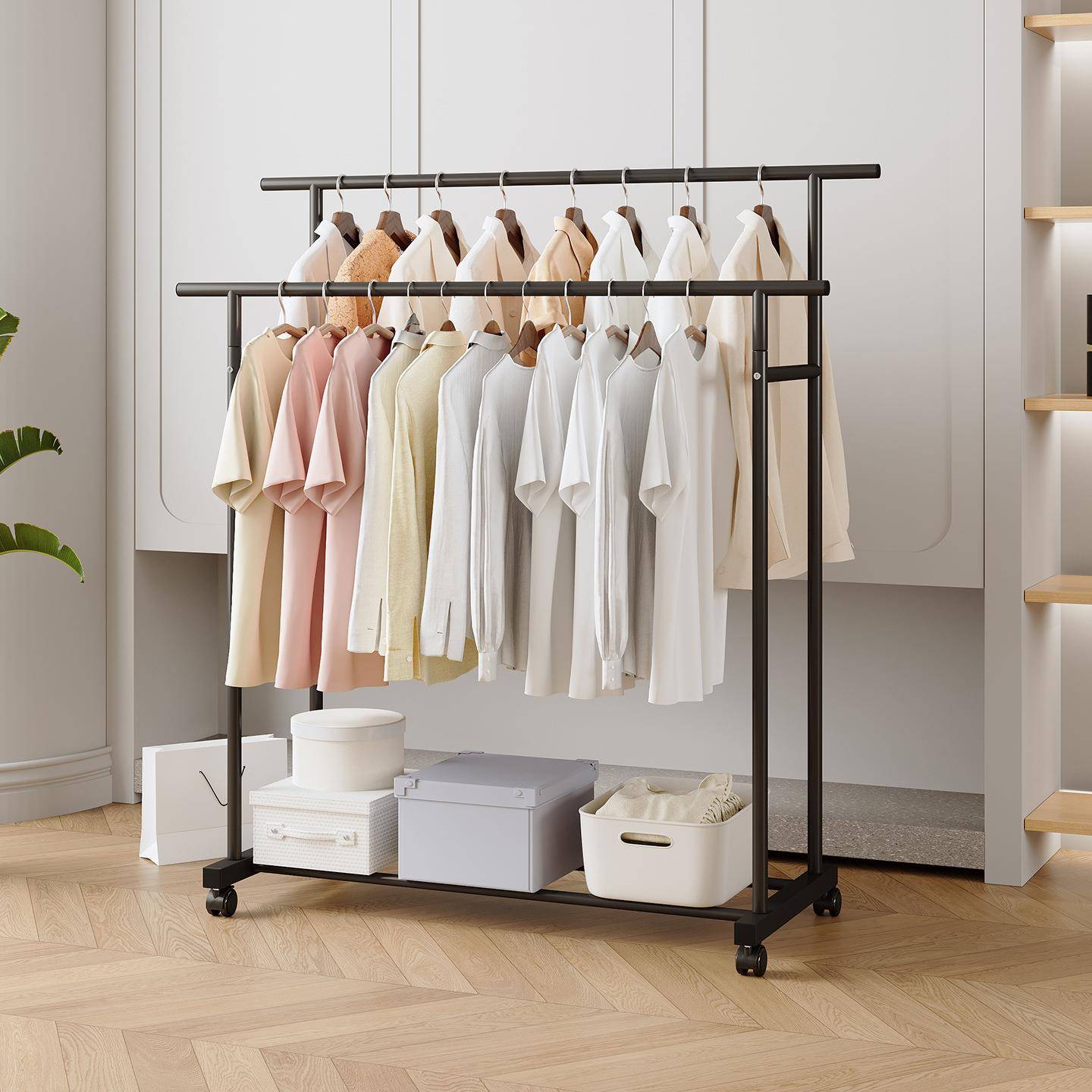 衣架落地家用立式加粗晒衣服架子阳台衣帽架挂衣架衣架落地立式