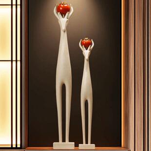 艺术鹿大摆件入户玄关旺宅家居装饰客厅电视柜瘦细长竖高级工艺礼